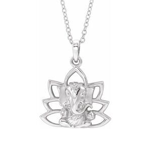 Sterling Silver Ganesha Necklace, 16-18 Inch